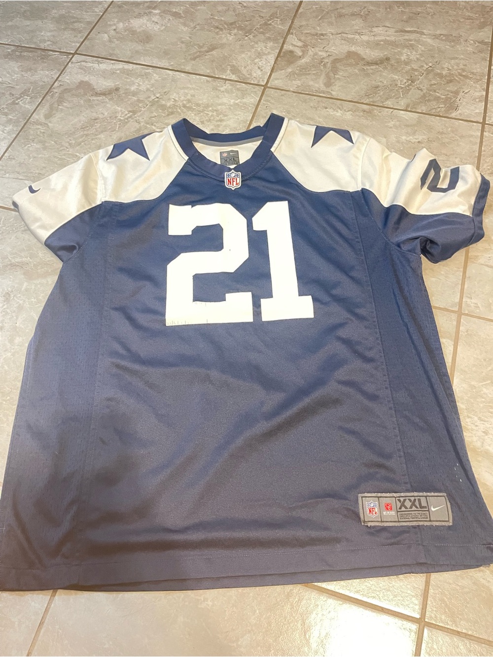 NFL Dallas Cowboys #21 Navy and White Game Jersey